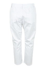 Product shot of The Pull On Cotton Pant With Drawstring in colour White (White), from the back