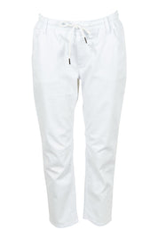 Product shot of The Pull On Cotton Pant With Drawstring in colour White (White), from the front