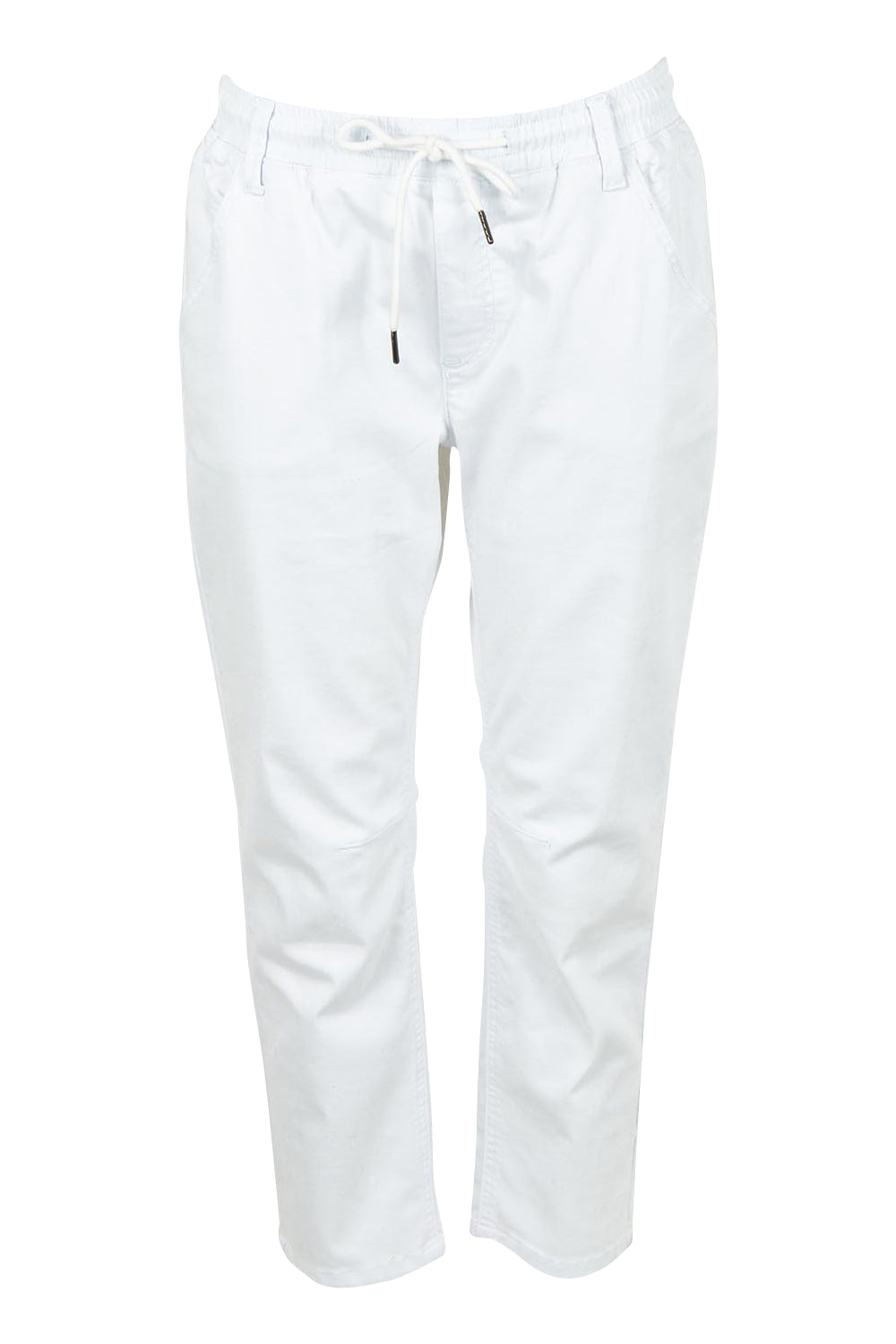 Product shot of The Pull On Cotton Pant With Drawstring in colour White (White), from the front