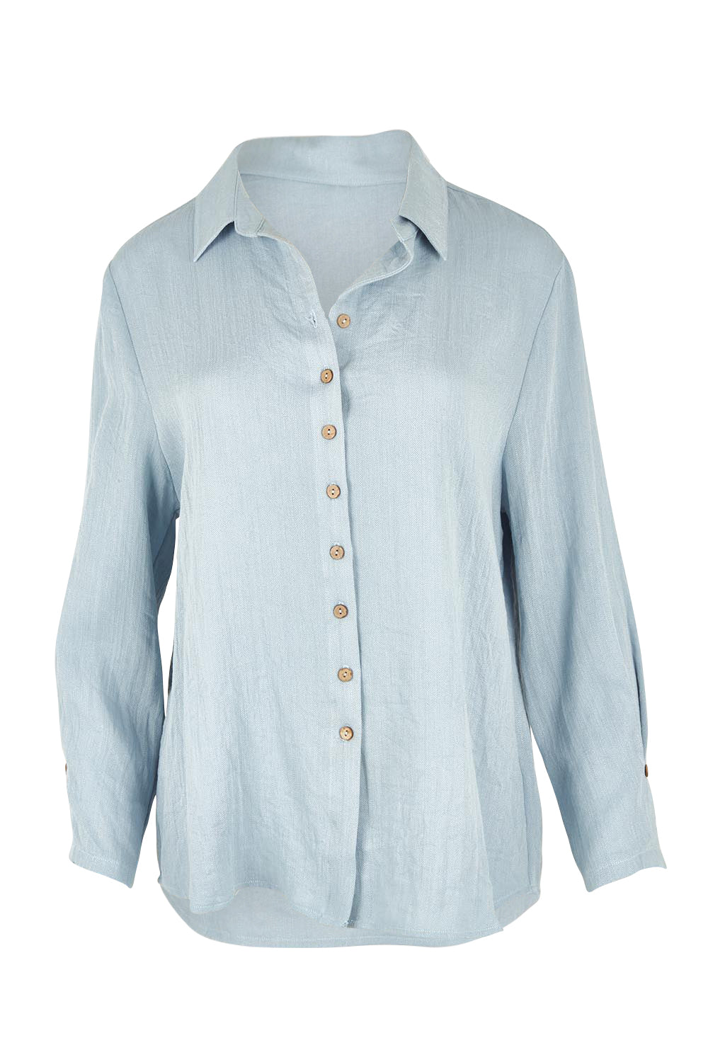 Product shot of The Must Have Linen Look Shirt in colour Iceblue (Blue), from the front