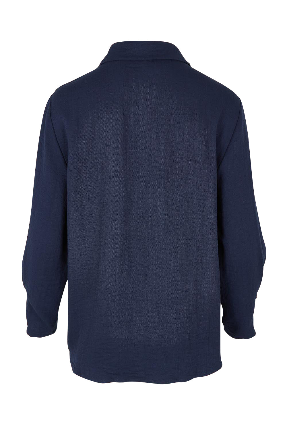Product shot of The Must Have Linen Look Shirt in colour Navy (Blue), from the back