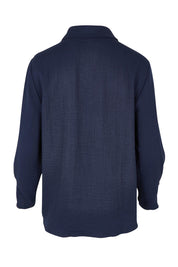 Product shot of The Must Have Linen Look Shirt in colour Navy (Blue), from the back