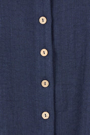 Product shot of The Must Have Linen Look Shirt in colour Navy (Blue), detail