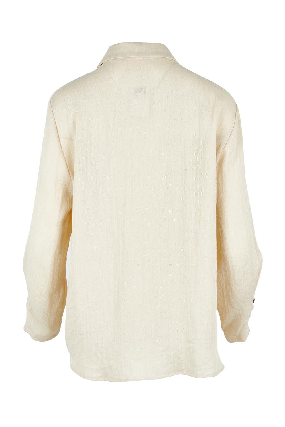 Product shot of The Must Have Linen Look Shirt in colour Sand, from the back