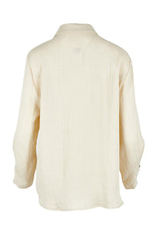 Product shot of The Must Have Linen Look Shirt in colour Sand, from the back
