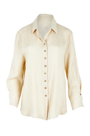 Product shot of The Must Have Linen Look Shirt in colour Sand, from the front