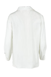 Product shot of The Must Have Linen Look Shirt in colour White (White), from the back