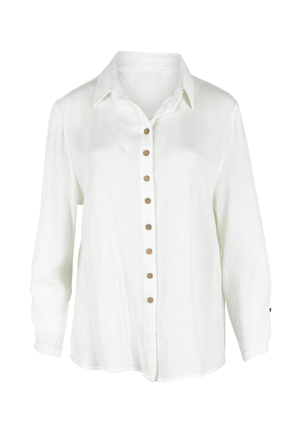 Product shot of The Must Have Linen Look Shirt in colour White (White), from the front