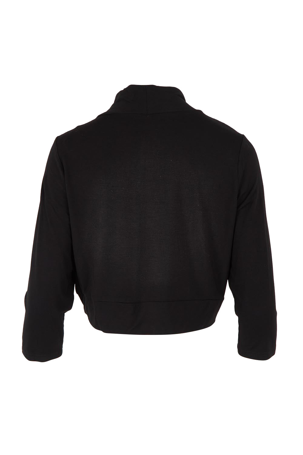 Product shot of The Mix Me Match Me Bamboo Shrug in colour Black (Black), from the back