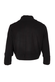 Product shot of The Mix Me Match Me Bamboo Shrug in colour Black (Black), from the back
