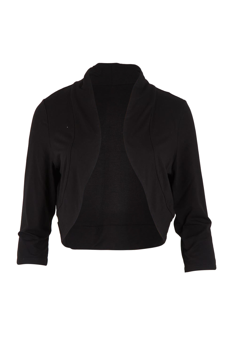 Product shot of The Mix Me Match Me Bamboo Shrug in colour Black (Black), from the front