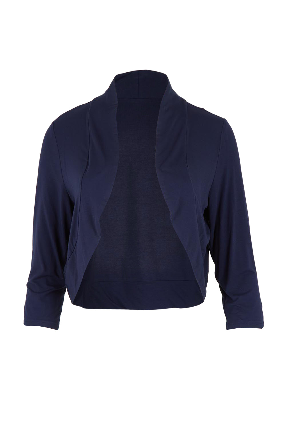 Product shot of The Mix Me Match Me Bamboo Shrug in colour Darknavy (Blue), from the front