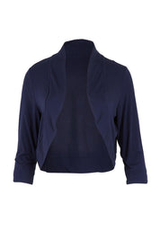 Product shot of The Mix Me Match Me Bamboo Shrug in colour Darknavy (Blue), from the front