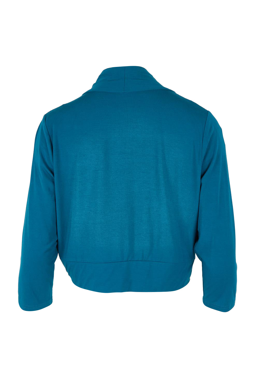 Product shot of The Mix Me Match Me Bamboo Shrug in colour Marine (Blue), from the back
