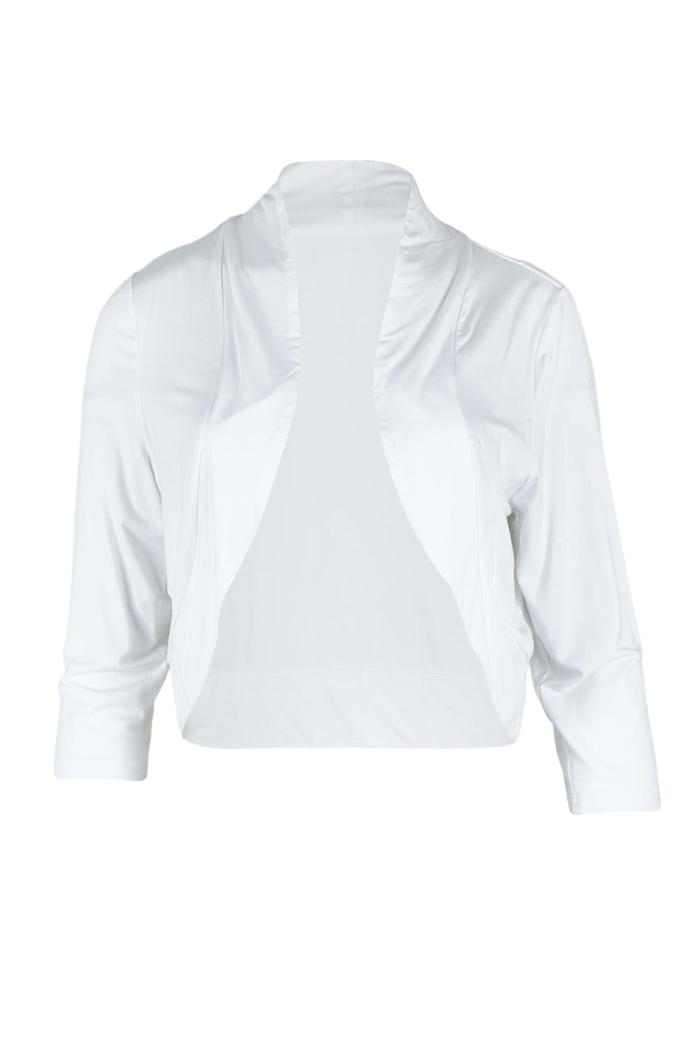 Product shot of The Mix Me Match Me Bamboo Shrug in colour White (White), from the front
