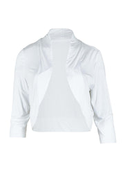 Product shot of The Mix Me Match Me Bamboo Shrug in colour White (White), from the front