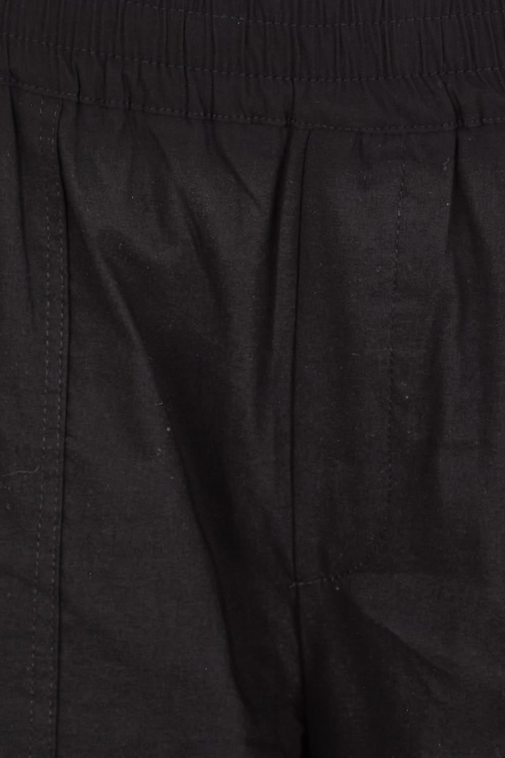 Product shot of the The Elastic Waist Pull On Patch Pocket Pant – Black in colour Black, showing detail