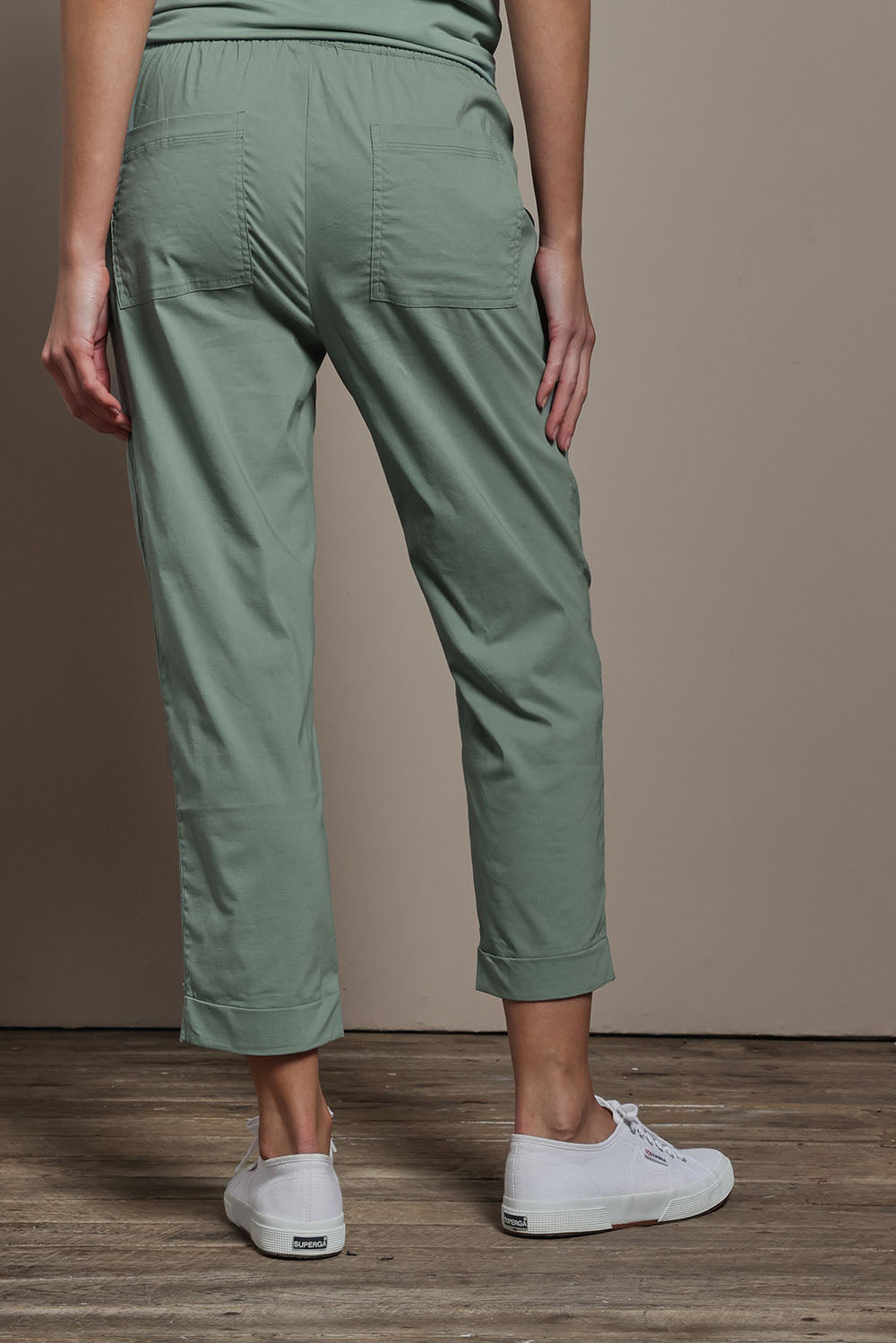 Preloved The Elastic Waist Pull On Patch Pocket Pant - Fern