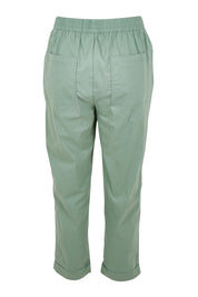 Product shot of The Elastic Waist Pull On Patch Pocket Pant in colour Fern (Green), from the back