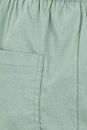 Product shot of The Elastic Waist Pull On Patch Pocket Pant in colour Fern (Green), detail