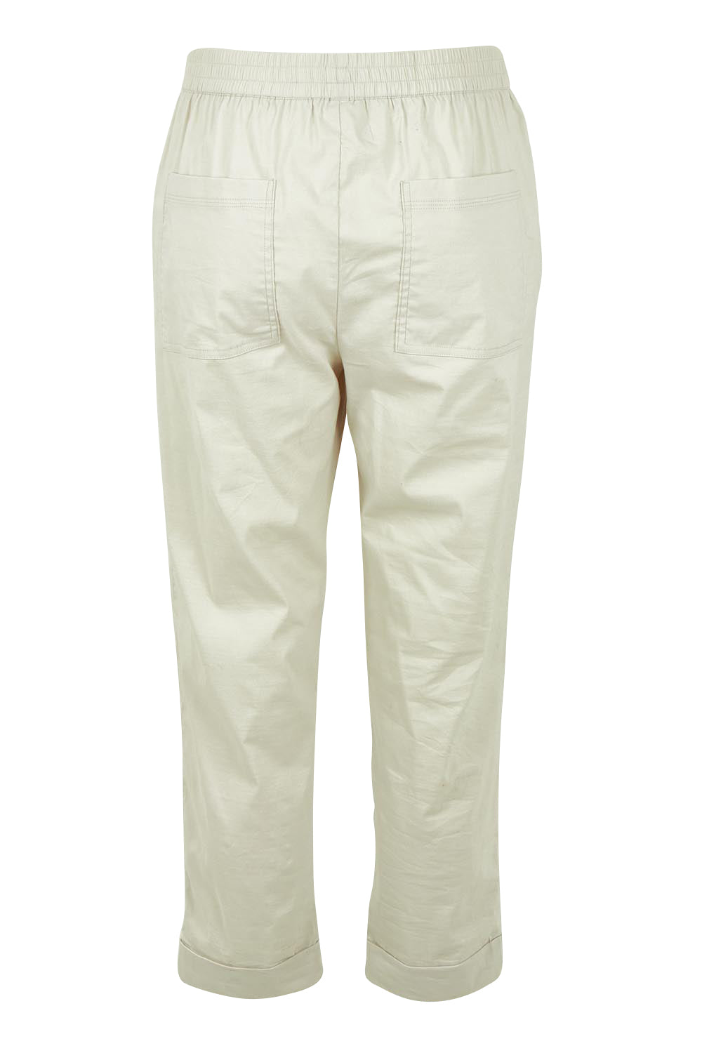 Product shot of The Elastic Waist Pull On Patch Pocket Pant in colour Pummice, from the back