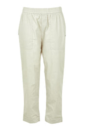Product shot of The Elastic Waist Pull On Patch Pocket Pant in colour Pummice, from the front