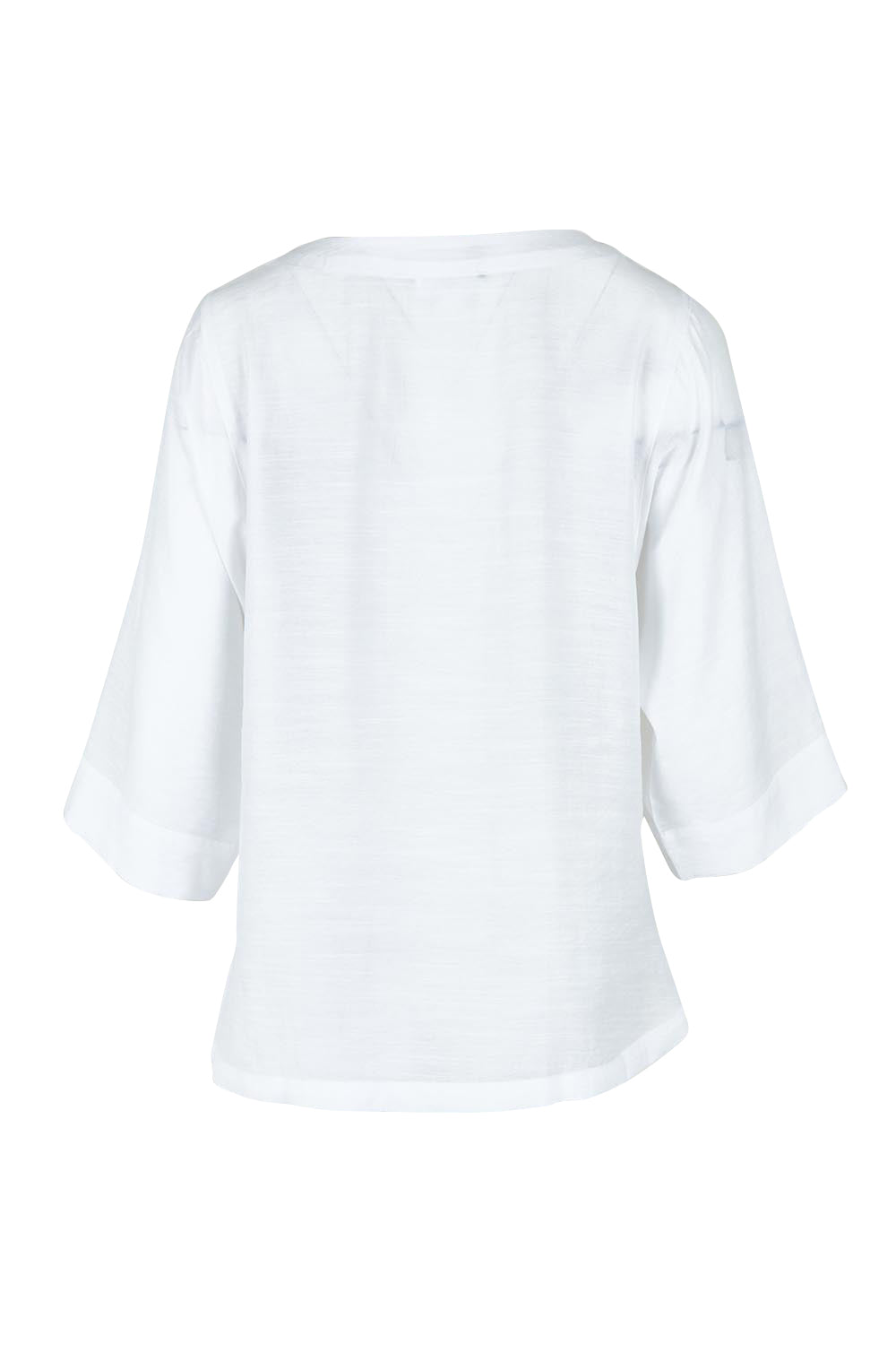 Product shot of The Popover Cotton Blend Boat Neck Top in colour White (White), from the back