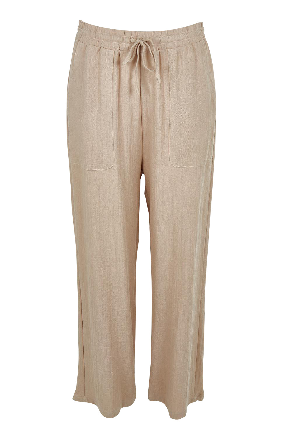 Product shot of The Must Have Linen Look Pull on Pant in colour Biscotti, from the front