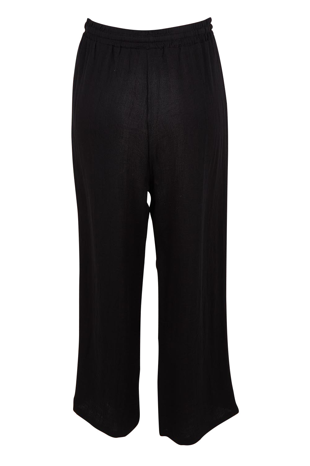 Product shot of The Must Have Linen Look Pull on Pant in colour Black (Black), from the back