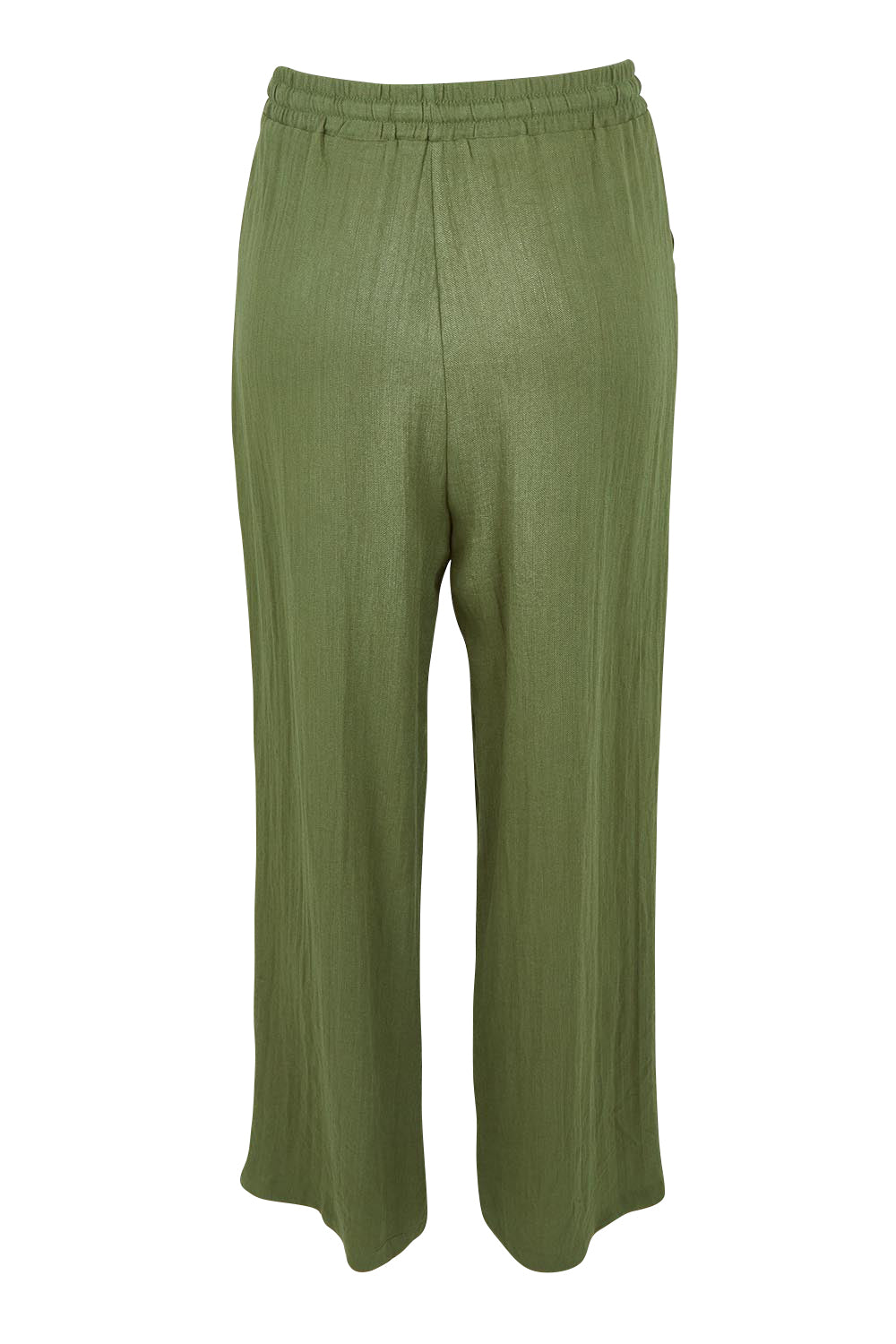 Product shot of The Must Have Linen Look Pull on Pant in colour Kkahi (Green), from the back