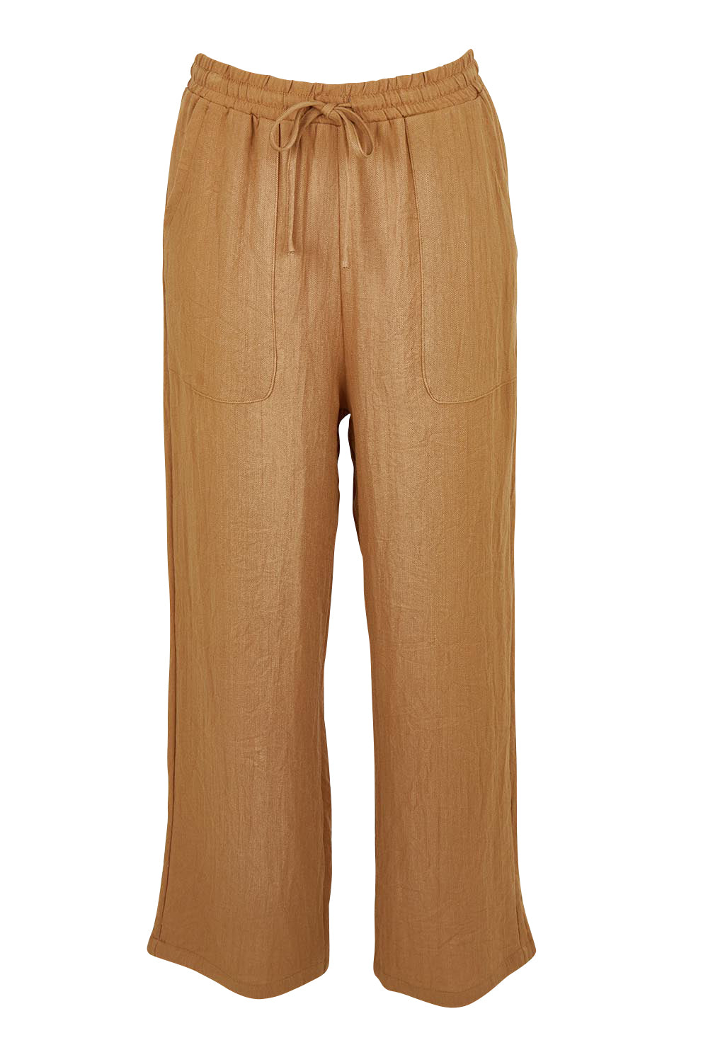 Product shot of The Must Have Linen Look Pull on Pant in colour Latte, from the front