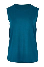 Product shot of The Mix Me Match Me Bamboo Tank in colour Marine (Blue), from the front