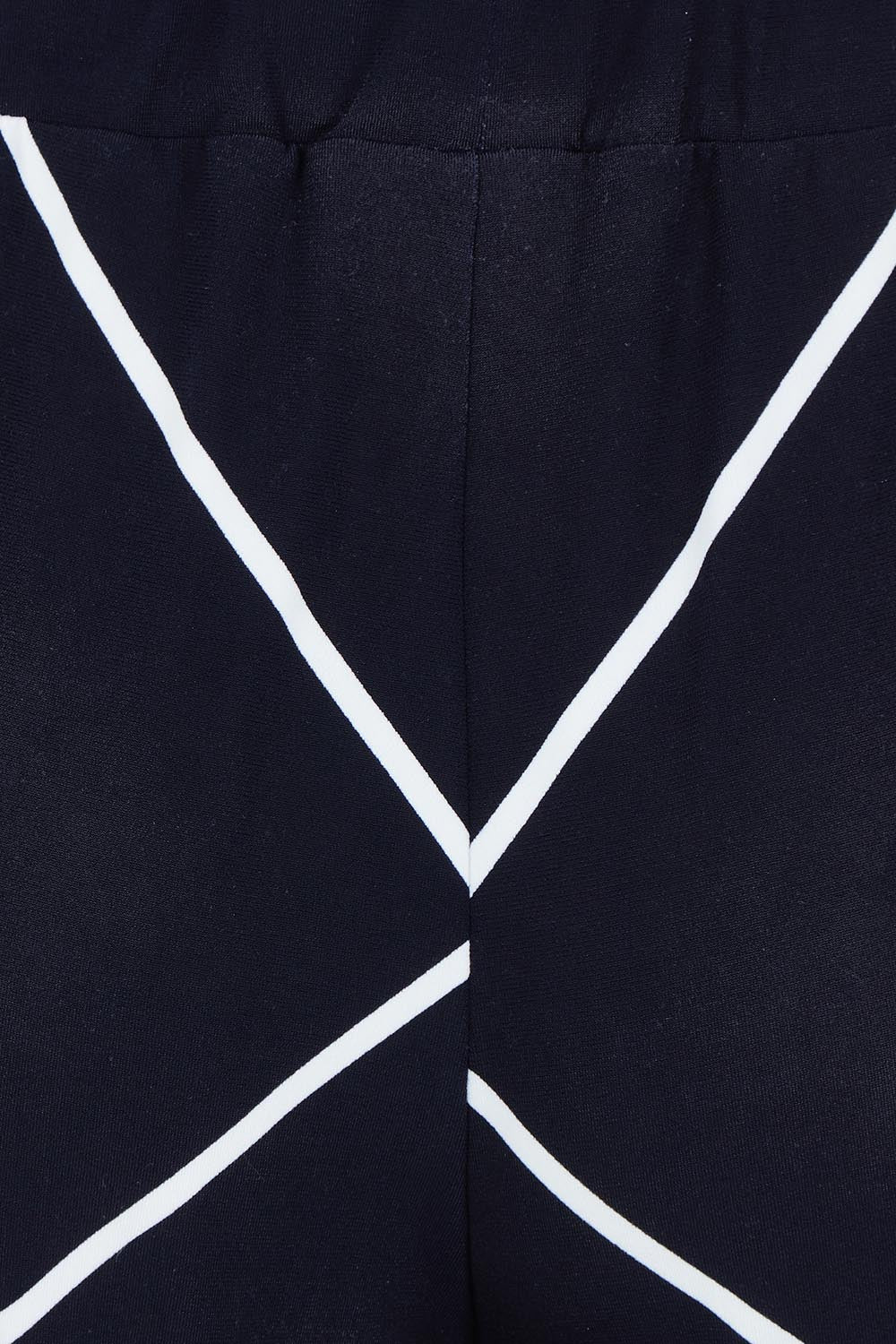 Product shot of The Easy Wear Printed Pull On Wide Leg Pant in colour Navywhite (Blue), detail
