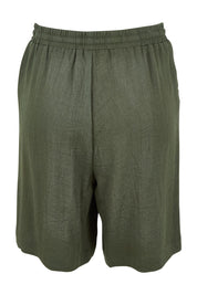 Product shot of The Must Have Linen Look Pull On Shorts in colour Armygreen (Green), from the back