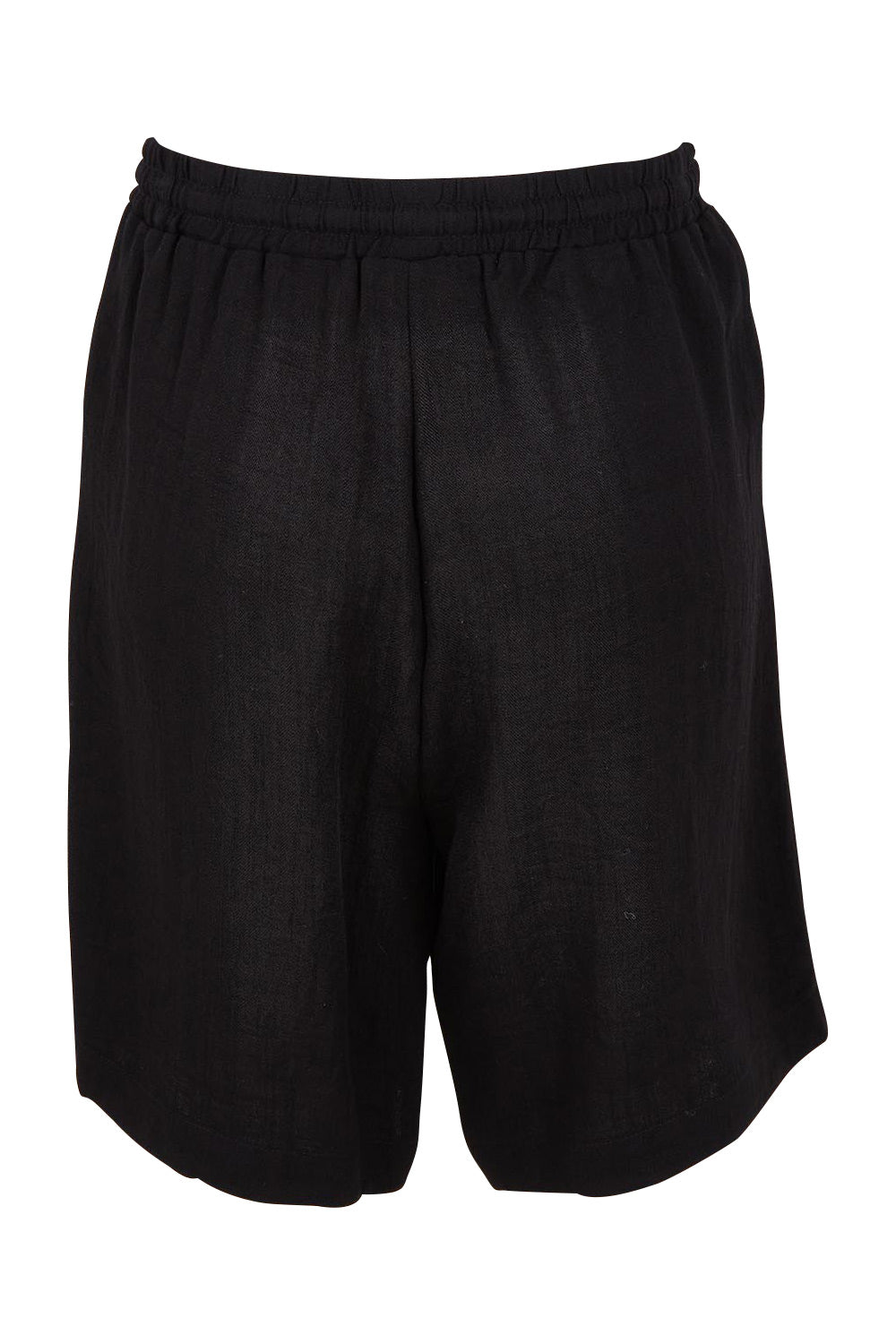 Product shot of The Must Have Linen Look Pull On Shorts in colour Black (Black), from the back