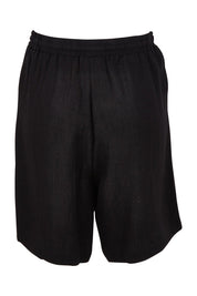 Product shot of The Must Have Linen Look Pull On Shorts in colour Black (Black), from the back
