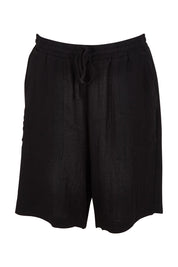 Product shot of The Must Have Linen Look Pull On Shorts in colour Black (Black), from the front