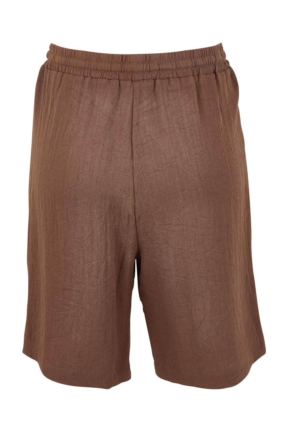 Product shot of The Must Have Linen Look Pull On Shorts in colour Cocoa, from the back