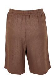 Product shot of The Must Have Linen Look Pull On Shorts in colour Cocoa, from the back