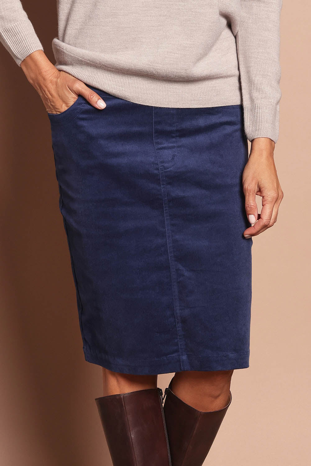 The Keepers Cord Pull On Skirt – Navy