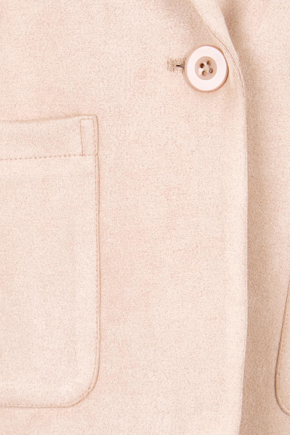 Product shot of the The Luxe Faux Suede Blazer – Baci in colour Baci, showing detail