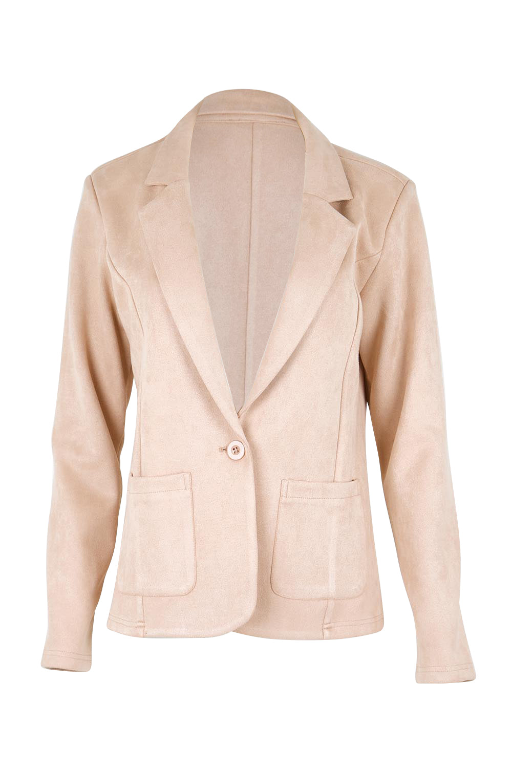 Product shot of the The Luxe Faux Suede Blazer – Baci in colour Baci, from the front