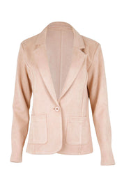 Product shot of the The Luxe Faux Suede Blazer – Baci in colour Baci, from the front