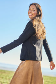 The Luxe Faux Suede Blazer – Black