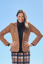The Luxe Faux Suede Blazer – Tan