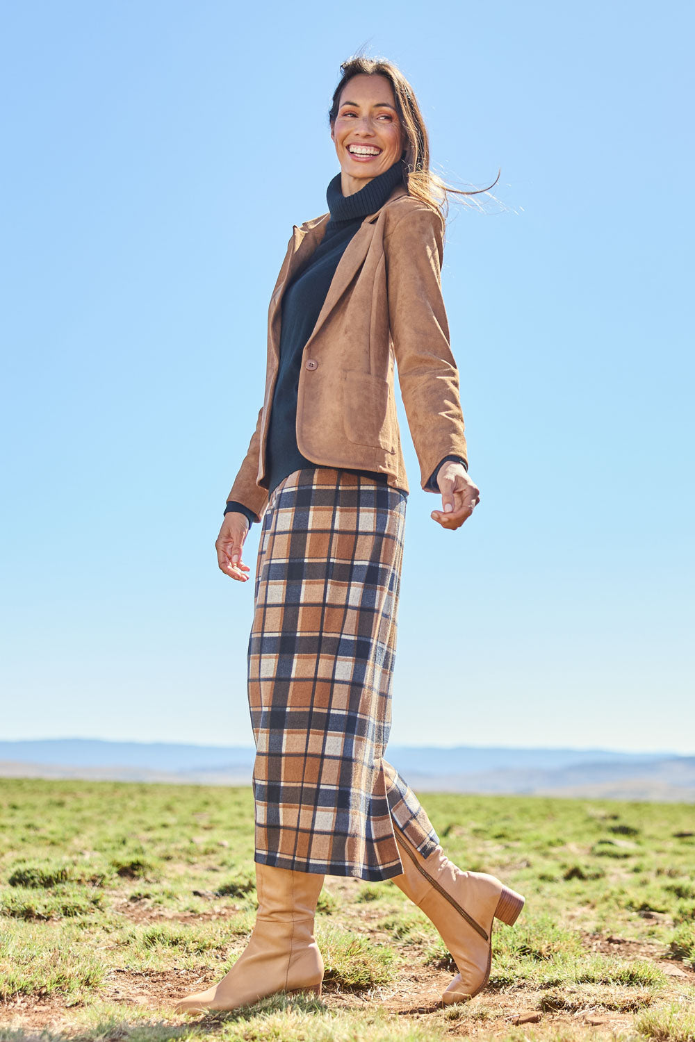 The Luxe Faux Suede Blazer – Tan