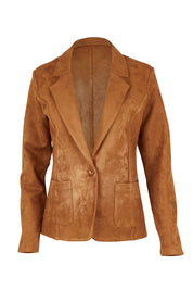 The Luxe Faux Suede Blazer – Tan