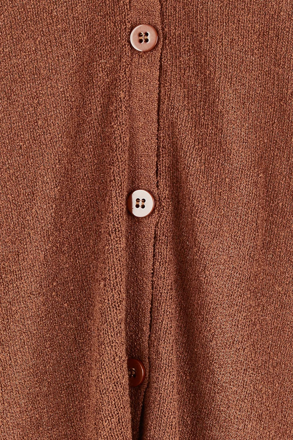 Product shot of The Every Wear Knit Button Up Vest in colour Brick, detail