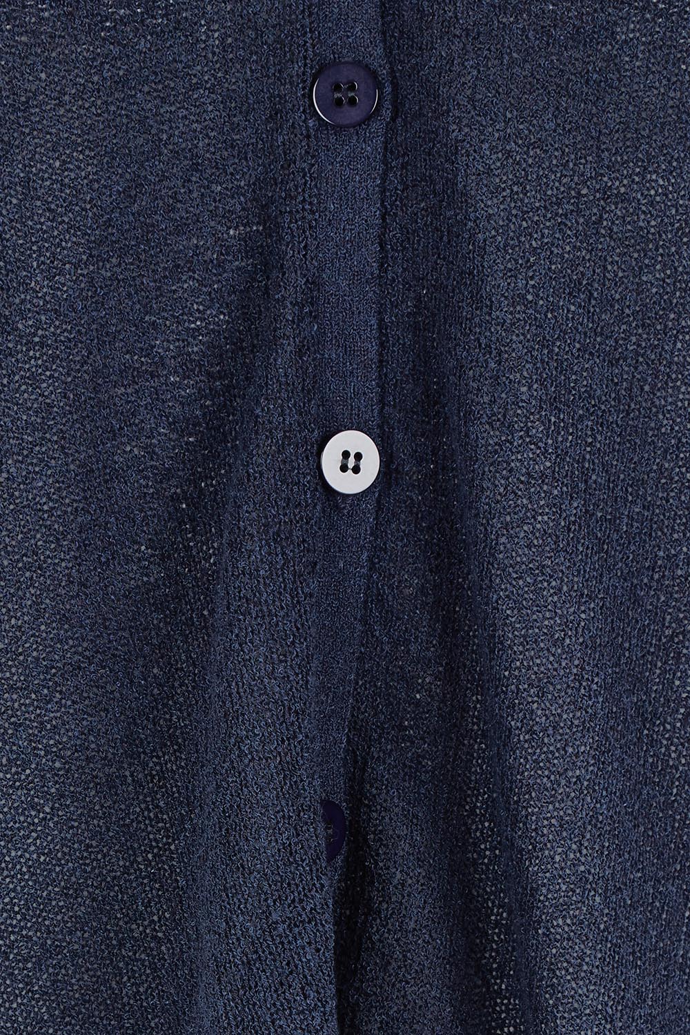 Product shot of The Every Wear Knit Button Up Vest in colour Honorblue (Blue), detail