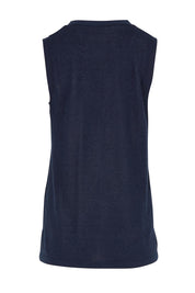 Product shot of The Every Wear Knit Button Up Vest in colour Honorblue (Blue), from the front